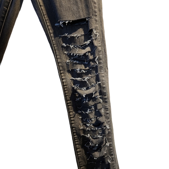 *NEW* FOXY  Tall Black size 7 ripped jeans low waist skinny - Picture 9 of 16